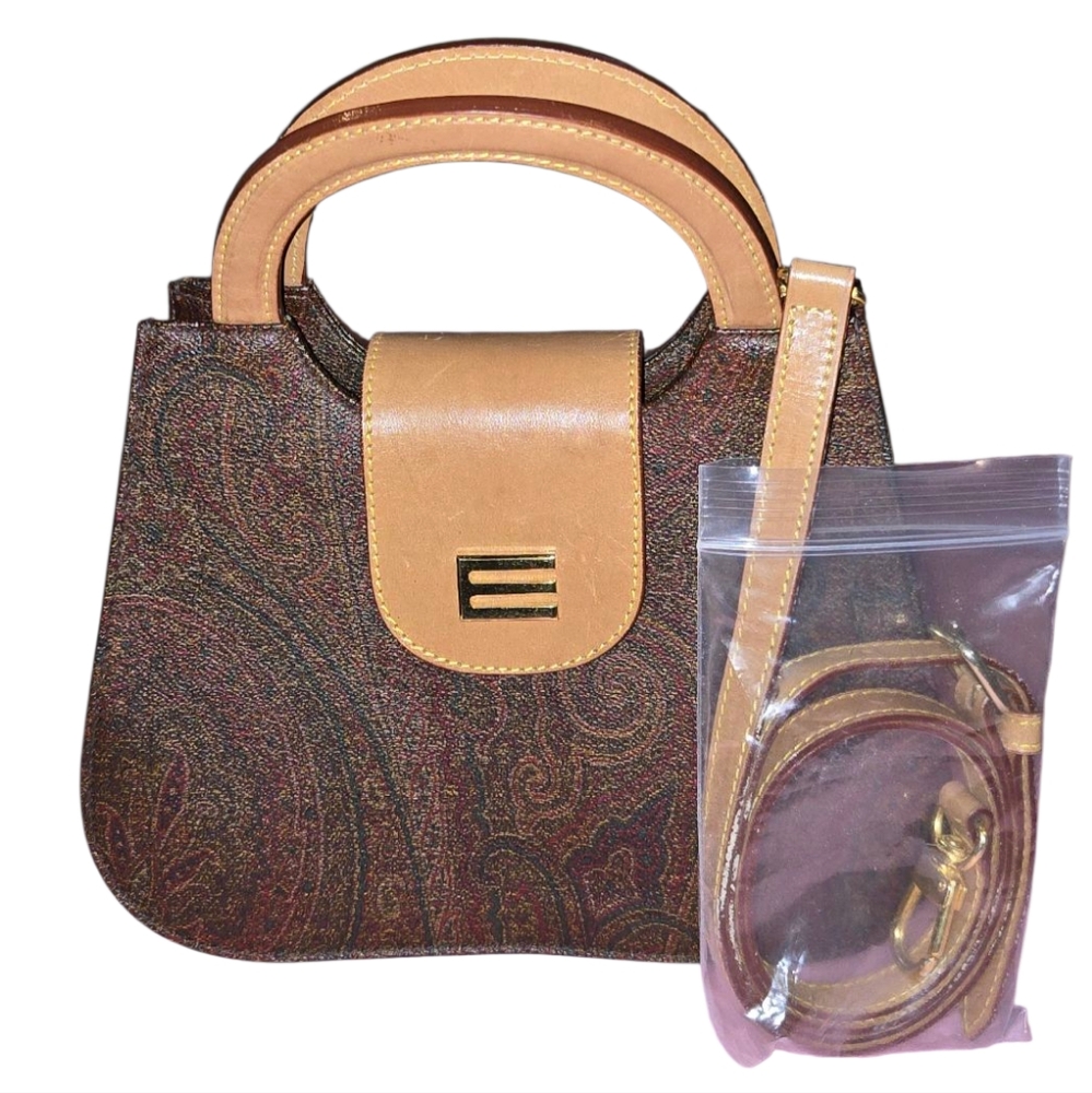 ETRO 2way Paisley Pattern Bag Brown Strap 8.6 inch